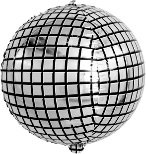 Шар 3D (22''/56 см) Сфера, Диско, Серебро, 1 шт. в уп.