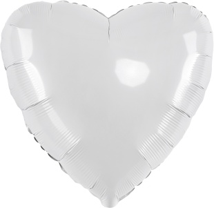 Шар (18''/46 см) Сердце, Белый, 1 шт.