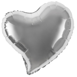 Шар (18''/46 см) Сердце, Изгиб, Серебро, 1 шт.