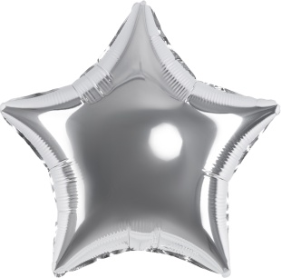 Шар (18''/46 см) Звезда, Серебро, 1 шт.